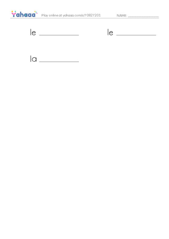 Write the word rows worksheet for La famille