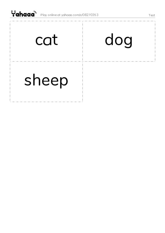 Word flashcards worksheet for Test
