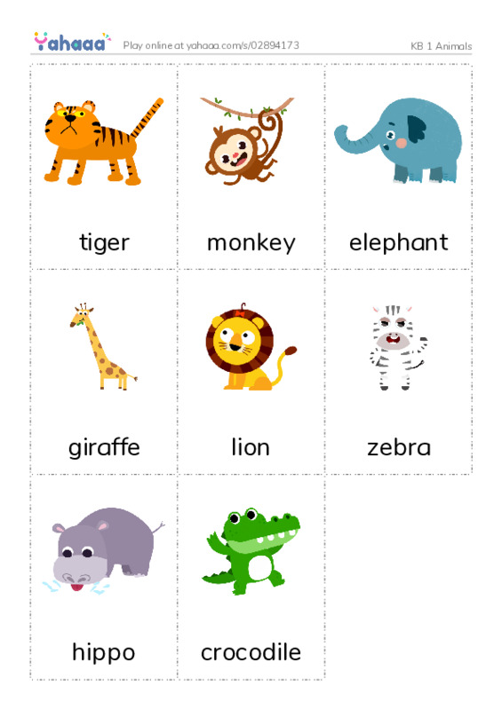 Picture flashcards worksheet for KB 1 Animals