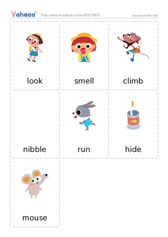 Picture flashcards worksheet for mouse in the city 