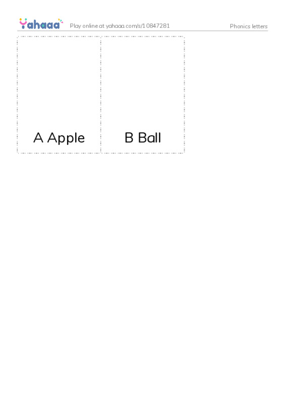 Picture flashcards worksheet for Phonics letters 