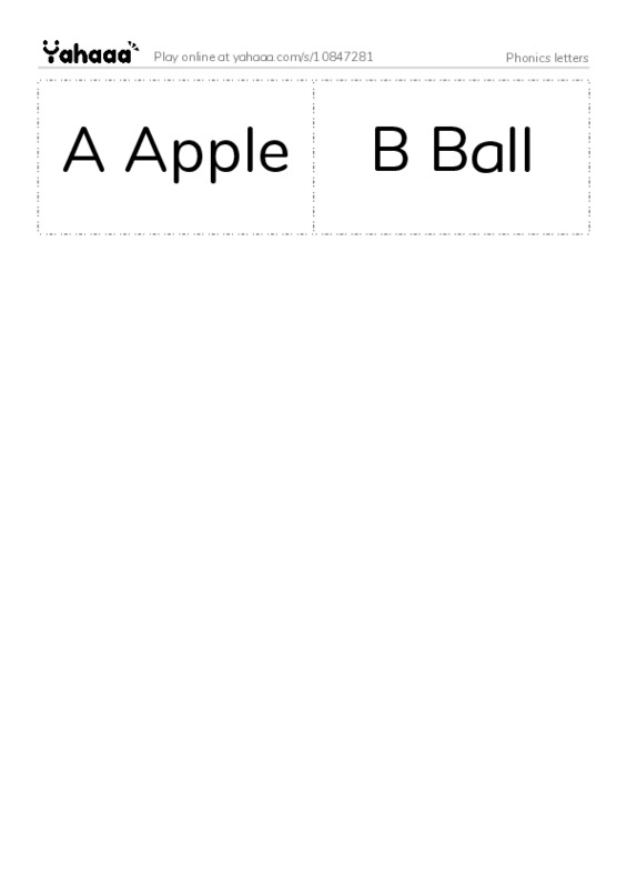 Word flashcards worksheet for Phonics letters 