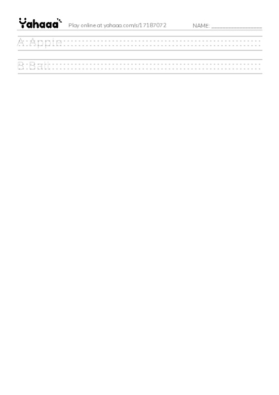 Handwriting lines worksheet for Phonics letters 