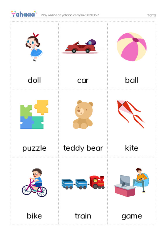 Picture flashcards worksheet for TOYS