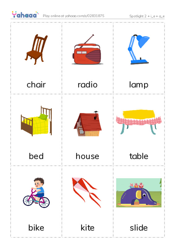 Picture flashcards worksheet for Spotlight 2 + i_e + a_e
