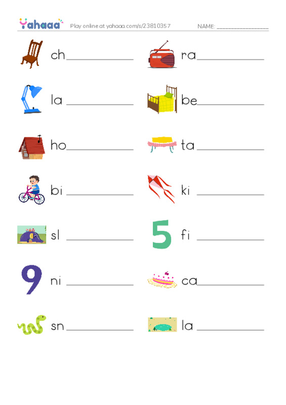 Write the word rows worksheet for Spotlight 2 + i_e + a_e