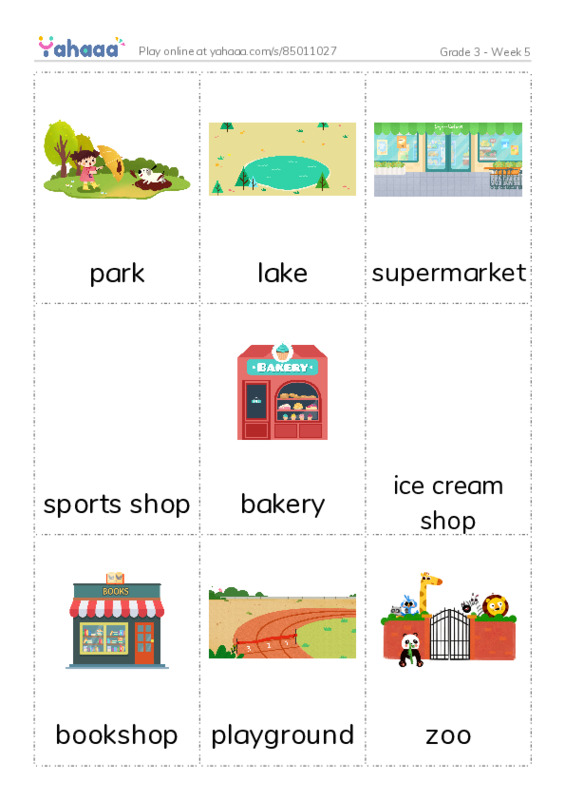 Picture flashcards worksheet for Grade 3 - Week 5