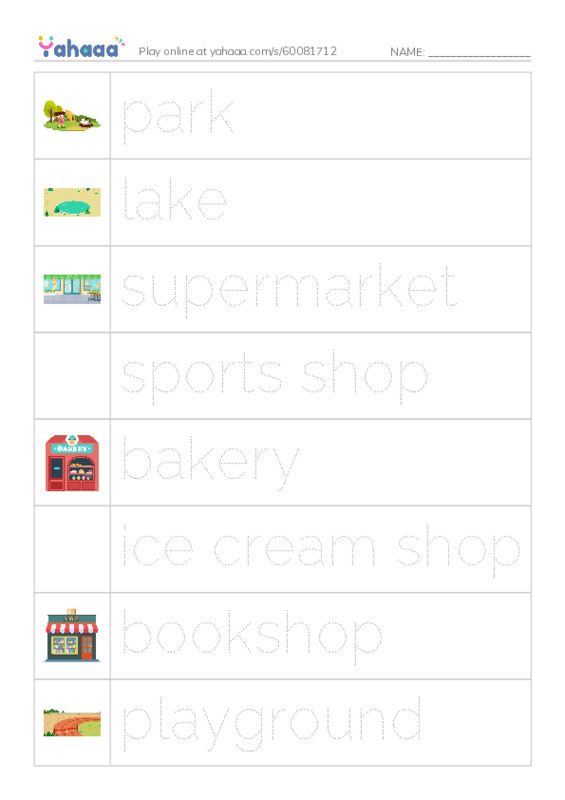 Picture and word rows worksheet for Grade 3 - Week 5