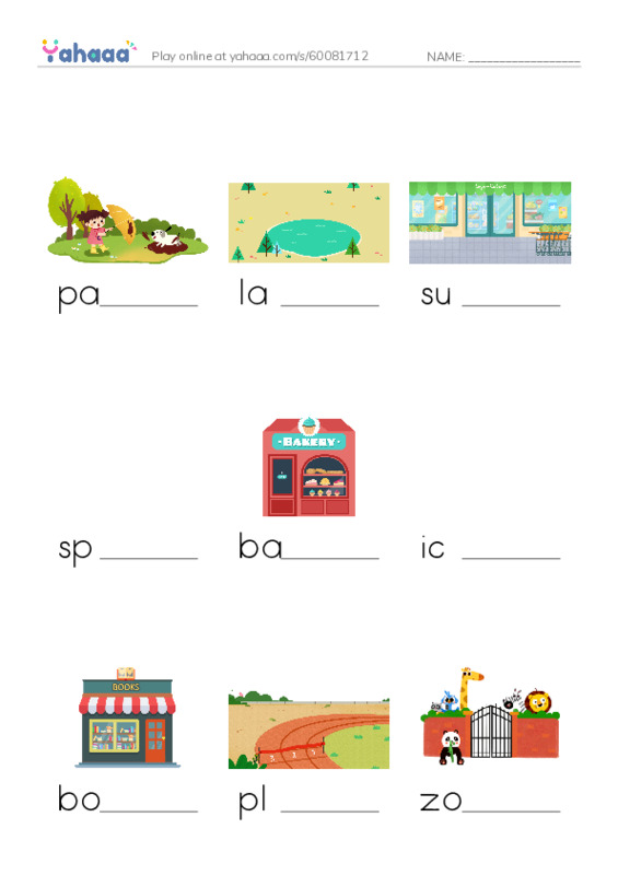 Finish the word worksheet for Grade 3 - Week 5