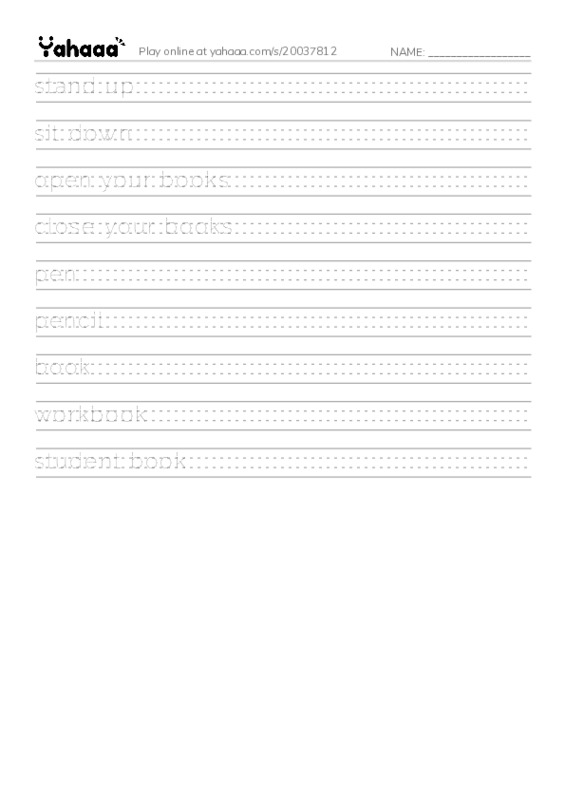 Handwriting lines worksheet for Hello!