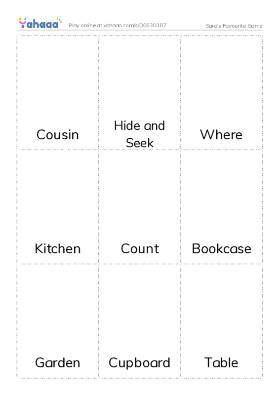 Picture flashcards worksheet for Sara's Favourite Game