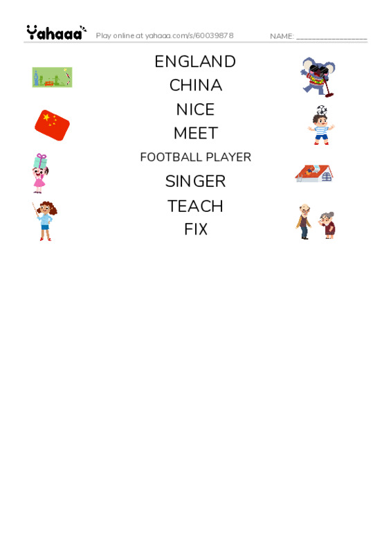 Match both sides worksheet for NICE TO MEET YOU