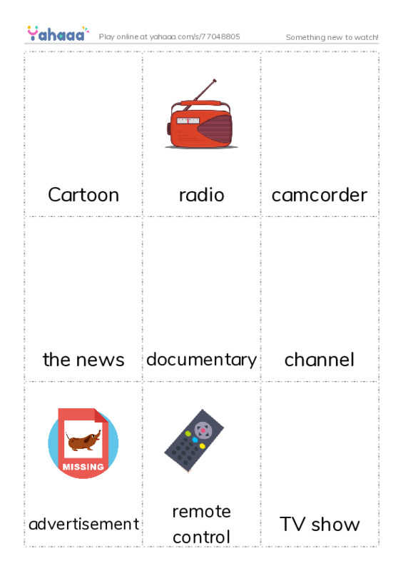 Picture flashcards worksheet for Something new to watch!