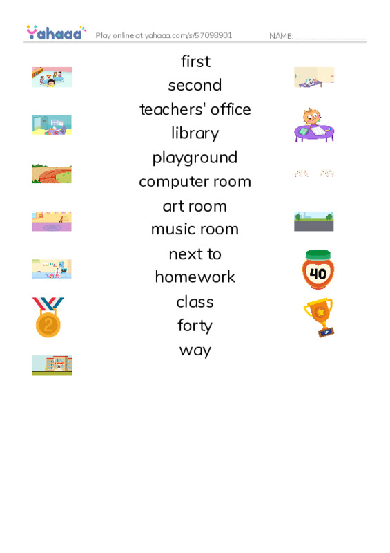 Match both sides worksheet for My school