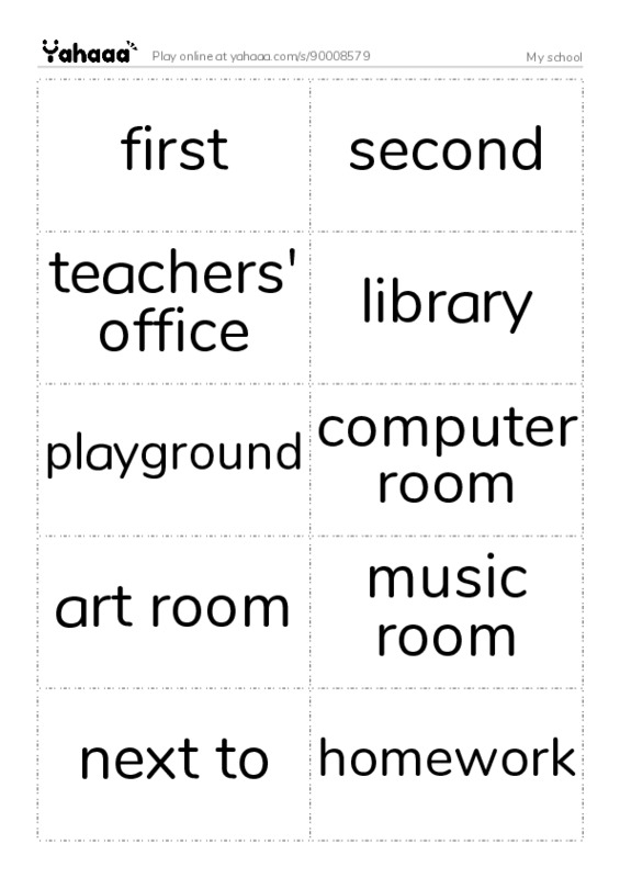 Word flashcards worksheet for My school