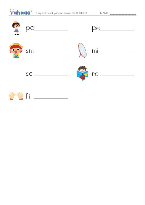 Write the word rows worksheet for pat the bunny