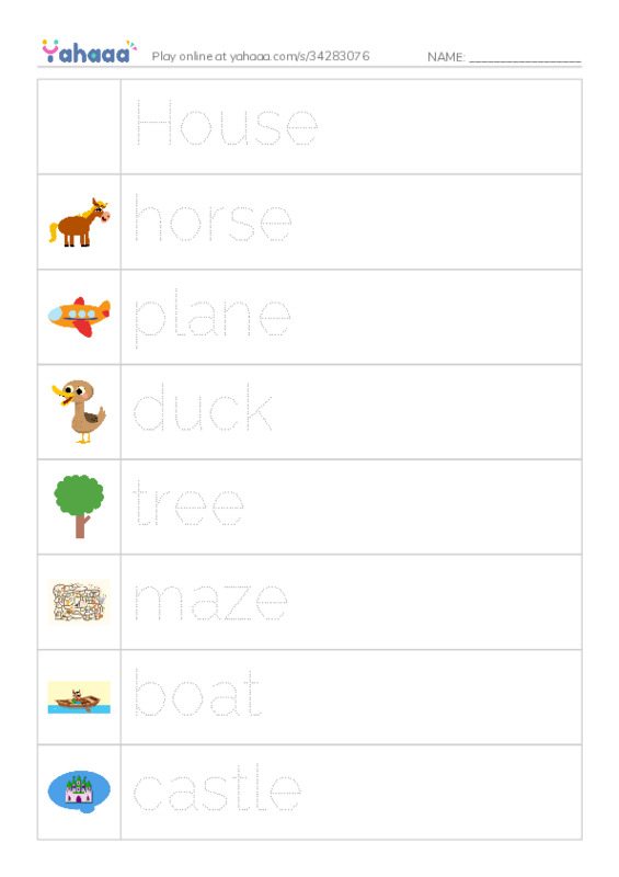 Picture and word rows worksheet for Building with blocks razkid A 