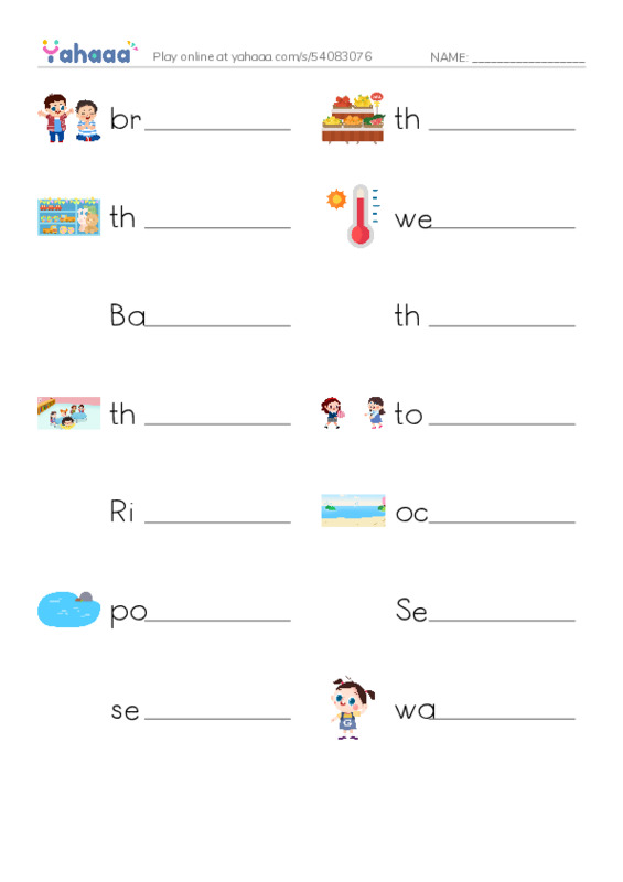 Write the word rows worksheet for 